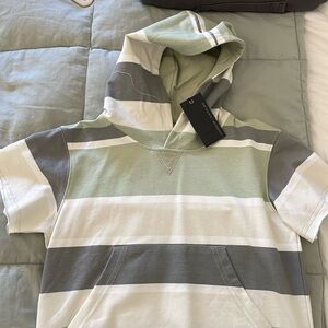 NWT green striped short sleeved hoodie